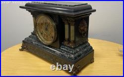Antique 1880 Seth Thomas Adamantine Mantel Clock with Key & Label