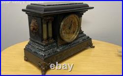 Antique 1880 Seth Thomas Adamantine Mantel Clock with Key & Label