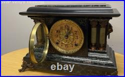 Antique 1880 Seth Thomas Adamantine Mantel Clock with Key & Label