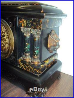 Antique 1880 Seth Thomas Mantle Clock with4 columns, Lion heads-Works Great