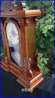 Antique 1880s Ingraham PARLOR Mantle Clock VIDEO RUNS ALARM STUNNING