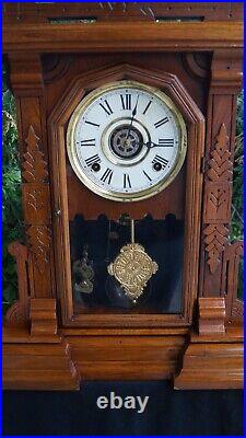 Antique 1880s Ingraham PARLOR Mantle Clock VIDEO RUNS ALARM STUNNING