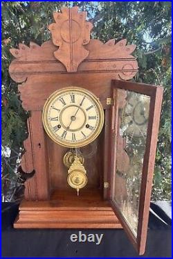Antique 1880s New Haven Gingerbread Mantle Clock VERY Decorative Door VIDEO Antique 1880s New Haven Gingerbread Mantle Clock VERY Decorative Door VIDEO