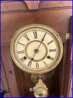 Antique 1880s New Haven Gingerbread Mantle Clock VERY Decorative Door VIDEO Antique 1880s New Haven Gingerbread Mantle Clock VERY Decorative Door VIDEO