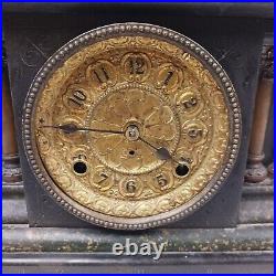 Antique 1880s Seth Thomas Adamantine Clock 4 Half Pillars Lion Head Brass