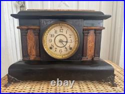 Antique 1880s Seth Thomas Adamantine Pillar Mantle Clock Lion Head Working Antique 1880s Seth Thomas Adamantine Pillar Mantle Clock Lion Head Working