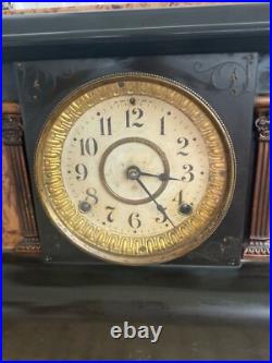 Antique 1880s Seth Thomas Adamantine Pillar Mantle Clock Lion Head Working Antique 1880s Seth Thomas Adamantine Pillar Mantle Clock Lion Head Working