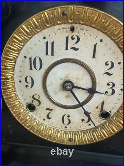 Antique 1880s Seth Thomas Adamantine Pillar Mantle Clock Lion Head Working Antique 1880s Seth Thomas Adamantine Pillar Mantle Clock Lion Head Working
