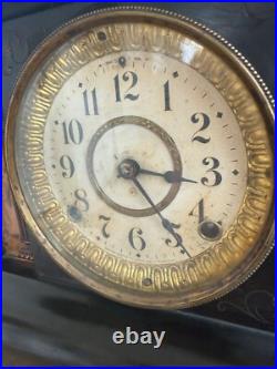 Antique 1880s Seth Thomas Adamantine Pillar Mantle Clock Lion Head Working Antique 1880s Seth Thomas Adamantine Pillar Mantle Clock Lion Head Working
