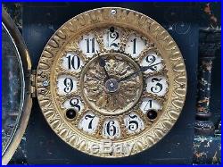 Antique 1880s Seth Thomas Wind Up Mantel Clock Adamantine Lion 4 Column WORKS