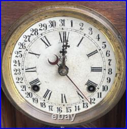 Antique 1880s Waterbury Gingerbread Mantle Calendar Clock RUNS VIDEO ORIGINAL Antique 1880s Waterbury Gingerbread Mantle Calendar Clock RUNS VIDEO ORIGINAL