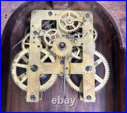 Antique 1880s Waterbury Gingerbread Mantle Calendar Clock RUNS VIDEO ORIGINAL Antique 1880s Waterbury Gingerbread Mantle Calendar Clock RUNS VIDEO ORIGINAL
