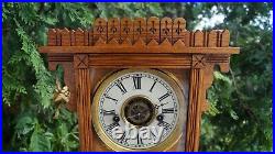 Antique 1886 Waterbury MALVERN Gingerbread Walnut Mantle Clock & ALARM VIDEO