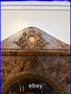 Antique 1890-1910s Seth Thomas Pink/Beige Marbled Adamantine Mantle Clock Works