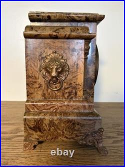 Antique 1890-1910s Seth Thomas Pink/Beige Marbled Adamantine Mantle Clock Works