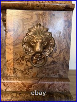 Antique 1890-1910s Seth Thomas Pink/Beige Marbled Adamantine Mantle Clock Works