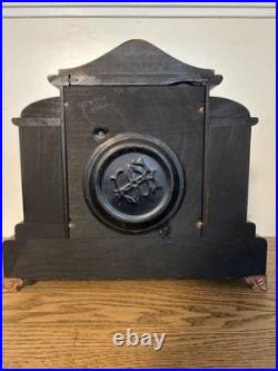 Antique 1890-1910s Seth Thomas Pink/Beige Marbled Adamantine Mantle Clock Works