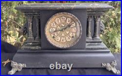 Antique 1890s Enameled Ingraham Parlor Mantle Clock VIDEO MARBLE CUTOUT DIAL Antique 1890s Enameled Ingraham Parlor Mantle Clock VIDEO MARBLE CUTOUT DIAL