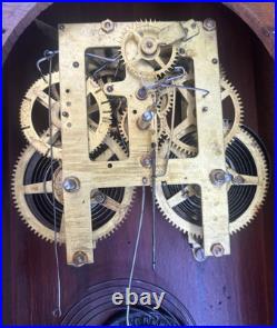Antique 1890s Ingraham Dark Walnut Gingerbread Mantle Clock RUNS GOOD VIDEO