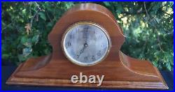 Antique 1890s Ingraham WALNUT Tambour Humpback Mantle Clock RUNS VIDEO ORIG