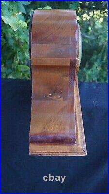 Antique 1890s Ingraham WALNUT Tambour Humpback Mantle Clock RUNS VIDEO ORIG