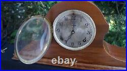 Antique 1890s Ingraham WALNUT Tambour Humpback Mantle Clock RUNS VIDEO ORIG