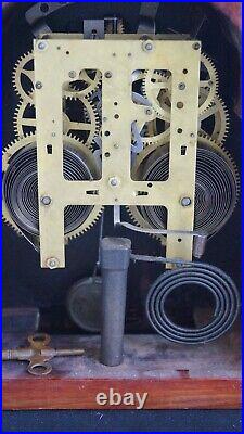 Antique 1890s Ingraham WALNUT Tambour Humpback Mantle Clock RUNS VIDEO ORIG