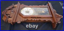 Antique 1890s Russell & Jones CROWN DROP Gingerbread Wall Clock VIDEO RARITY
