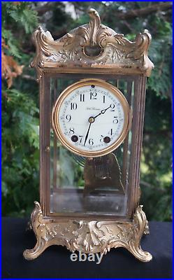 Antique 1890s Seth Thomas Crystal PALACE Regulator Mantle Clock RUNS VIDEO