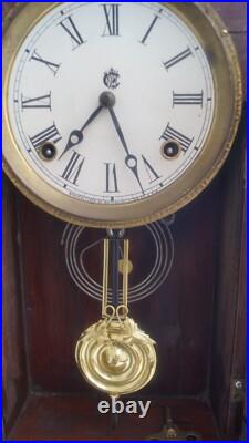 Antique 1892 Ingraham Gingerbread LIBERTY Wall Clock VIDEO RUNS
