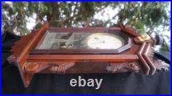 Antique 1892 Ingraham Gingerbread LIBERTY Wall Clock VIDEO RUNS