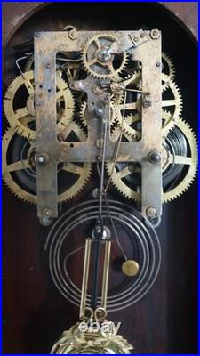 Antique 1892 Ingraham Gingerbread LIBERTY Wall Clock VIDEO RUNS
