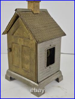 Antique 1892 SETH THOMAS'Lodge' Metal Figural Cottage Mechanical Alarm Clock Antique 1892 SETH THOMAS'Lodge' Metal Figural Cottage Mechanical Alarm Clock