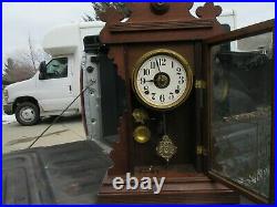 Antique 1892 Seth Thomas Kitchen Alarm Gingerbread Clock Runs 22 1/2 high