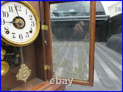 Antique 1892 Seth Thomas Kitchen Alarm Gingerbread Clock Runs 22 1/2 high