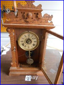 Antique 1892 Seth Thomas Kitchen Gingerbread Clock Runs 22 1/2 high