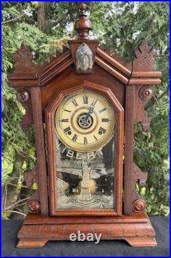 Antique 1895 Charles F Adams Ingraham LIBERTY Mantle Clock SEE VIDEO RARITY