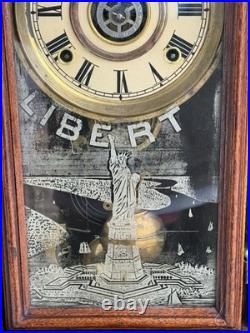 Antique 1895 Charles F Adams Ingraham LIBERTY Mantle Clock SEE VIDEO RARITY