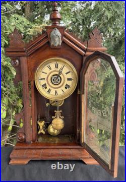 Antique 1895 Charles F Adams Ingraham LIBERTY Mantle Clock SEE VIDEO RARITY