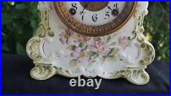 Antique 1897 Ansonia TECUMSEH Porcelain Mantle Clock VIDEO RUNS BEAUTY