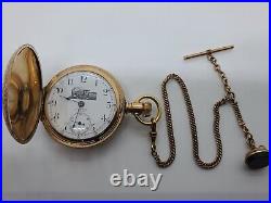 Antique 1904 SETH THOMAS 17J Ornate Gold GF Full Hunter RR Train Pocket Watch 18
