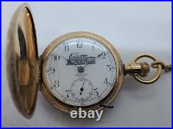 Antique 1904 SETH THOMAS 17J Ornate Gold GF Full Hunter RR Train Pocket Watch 18