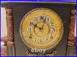 Antique 1905 Gilbert Black Mantle Parlor Clock SERVICED CLEANED
