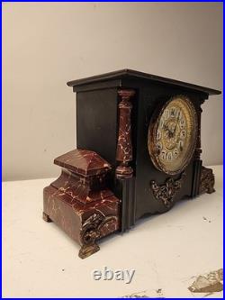 Antique 1905 Gilbert Black Mantle Parlor Clock SERVICED CLEANED
