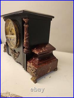 Antique 1905 Gilbert Black Mantle Parlor Clock SERVICED CLEANED