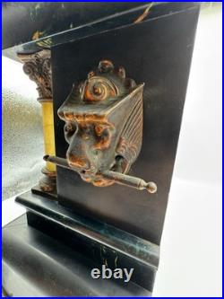 Antique 1905 Seth Thomas Marble Adamantine Mantle Clock With Keys Works READ