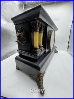 Antique 1905 Seth Thomas Marble Adamantine Mantle Clock With Keys Works READ