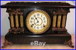 Antique 1905 Seth Thomas Victorian Adamantine 6 Column 8 Day Strike Mantel Clock