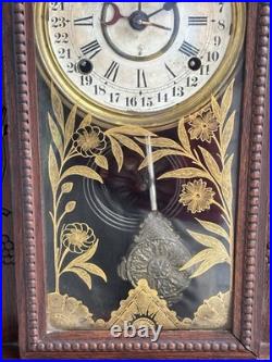 Antique 1908 Gilbert CONCORD Gingerbread Calendar Mantle Clock ALL ORIGINAL