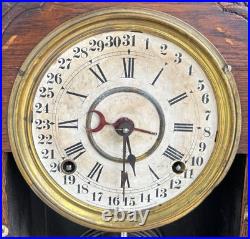 Antique 1908 Gilbert CONCORD Gingerbread Calendar Mantle Clock ALL ORIGINAL
